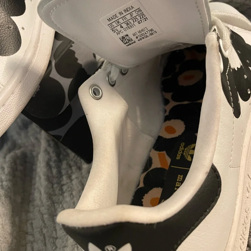 adidas Originals x Marimekko White Sneakers with Black Floral Print